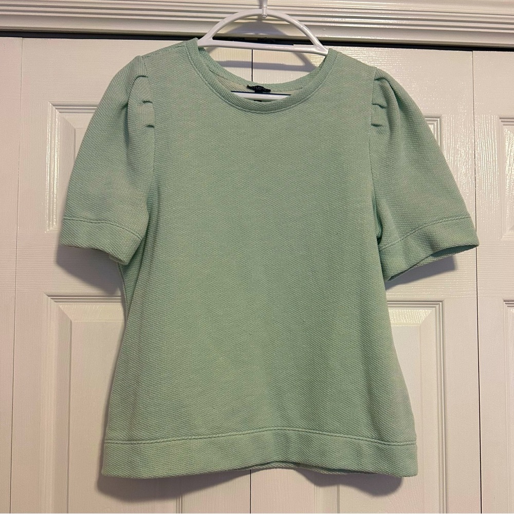 Talbots Knit Top Puff Short Sleeve Textured Mint Petite XL XLP